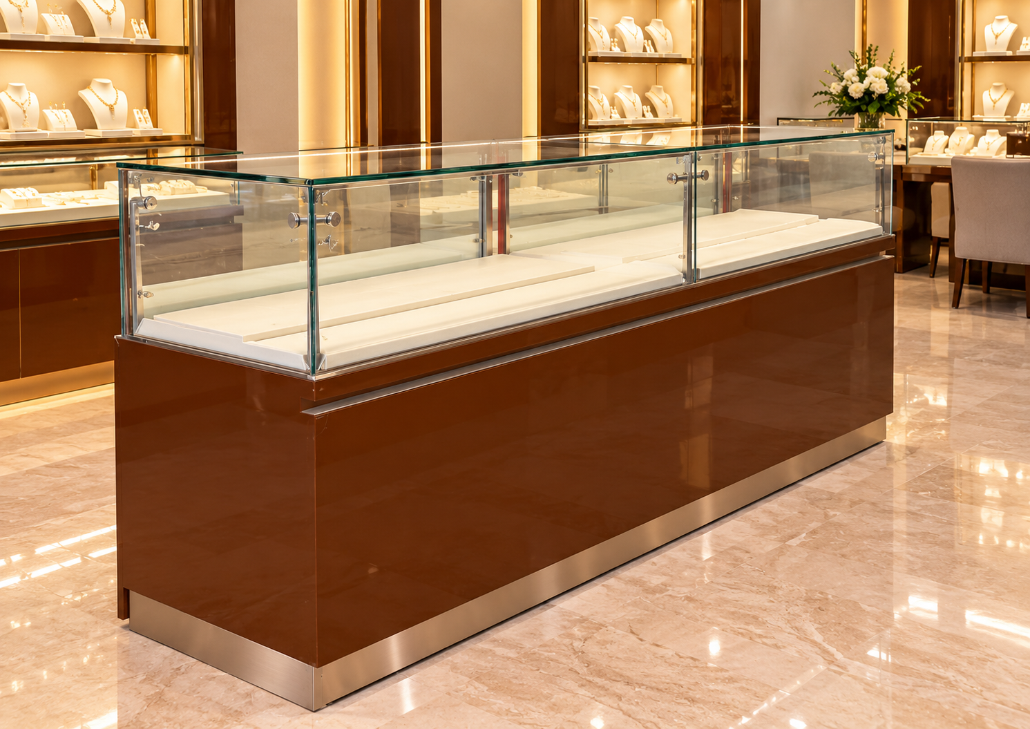 Red Jewelry Display Counter (210 cm)