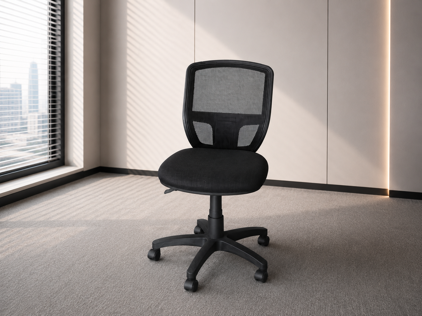 office chair Black mesh back fabric cushioned chair_6UCWTSMM86