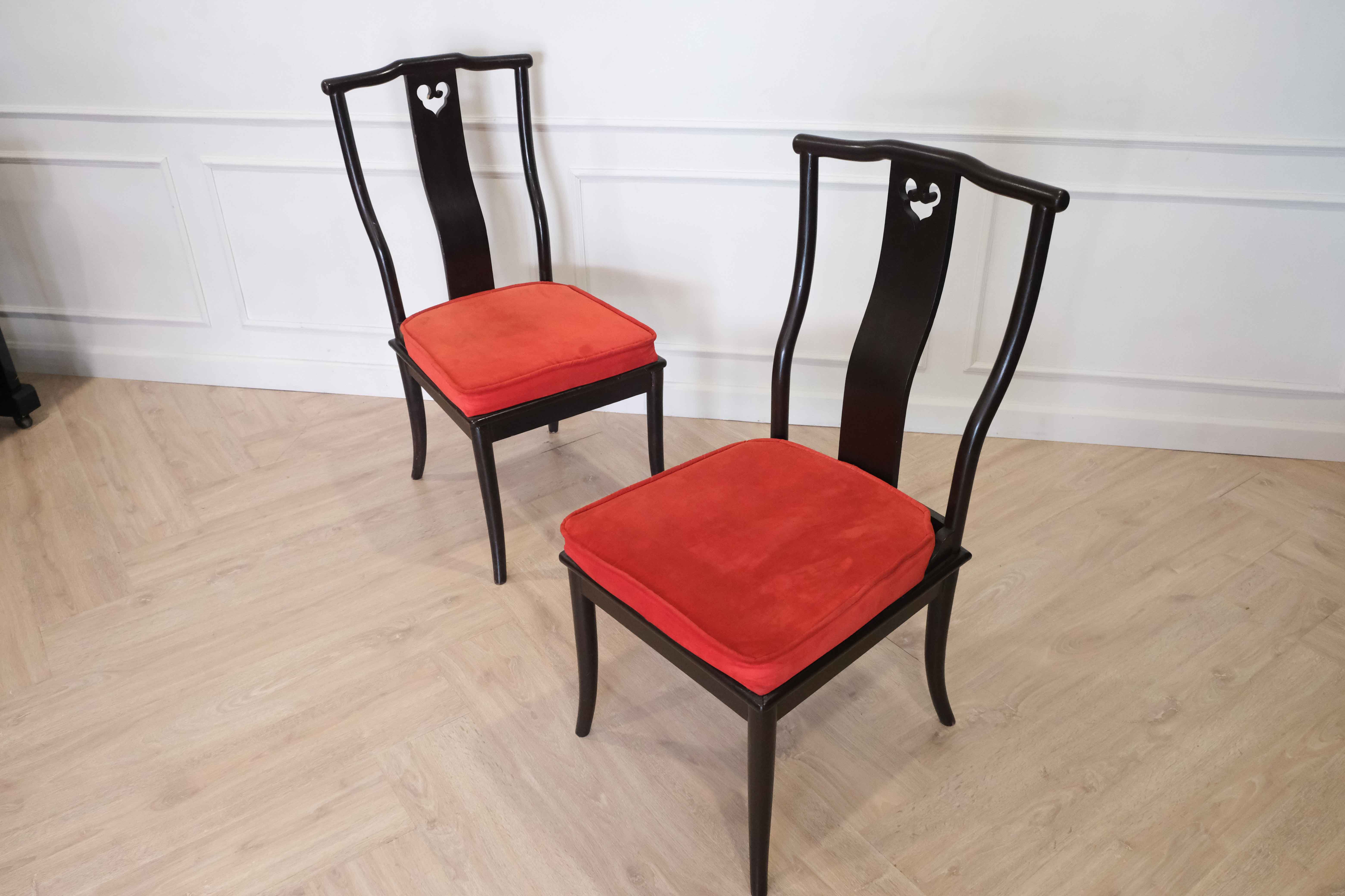 Real teak chair Restaurant chairs, red fabric cushion, hotel work