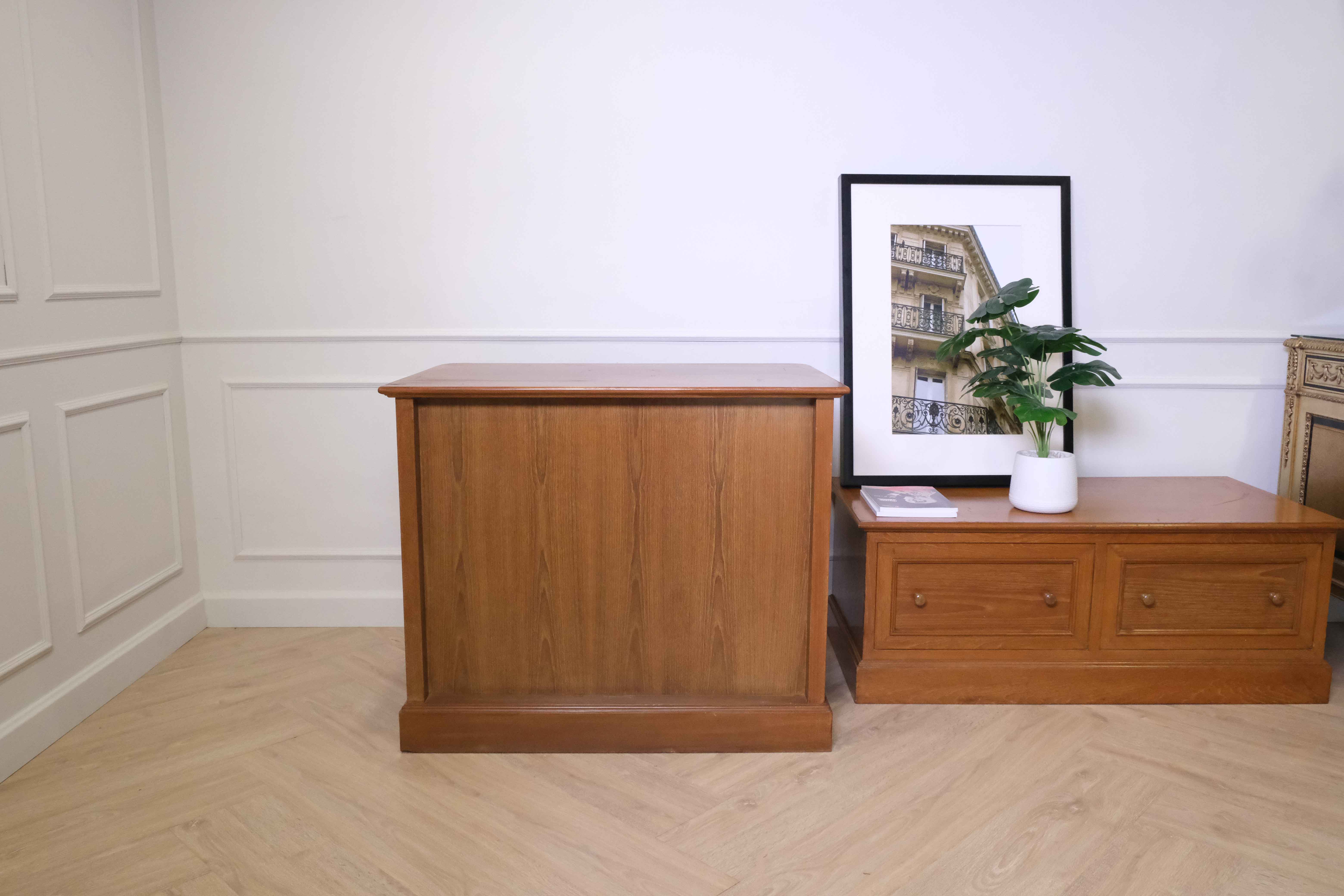 ตู้โครงไม้สัก 3 ลิ้นชัก โต๊ะวางทีวีโครงไม้สัก 3 ลิ้นชัก (2)