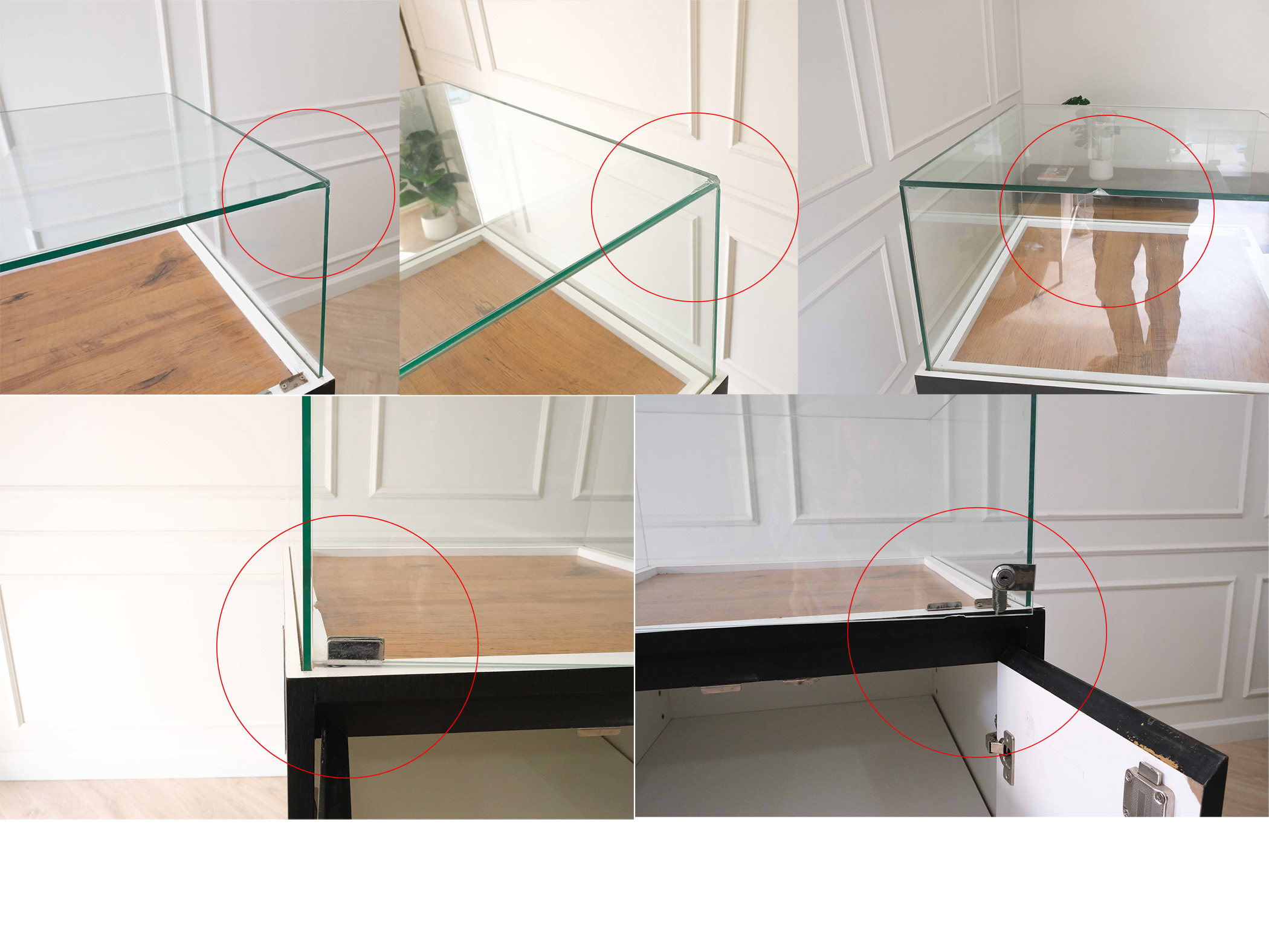 ตู้จิวเวลรี่ ตู้กระจกโชว์สินค้า ทรงสี่เหลี่ยมจตุรัส ฐานไม้สีดำ มีตู้เก็บของ 2 บานเปิด (3)