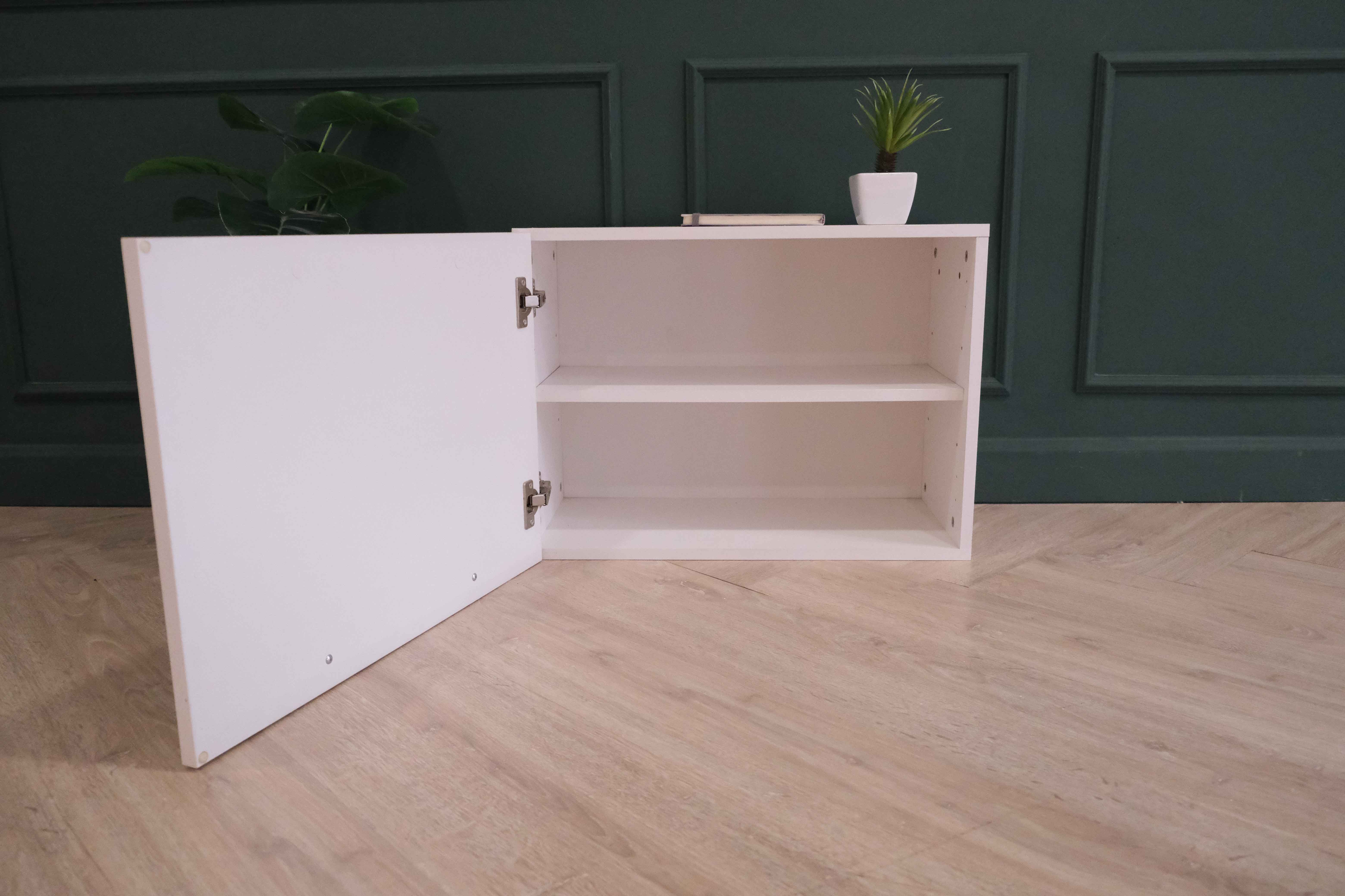 ตู้เก็บของ 2ชั้นวาง โครงไม้สีขาว (1)