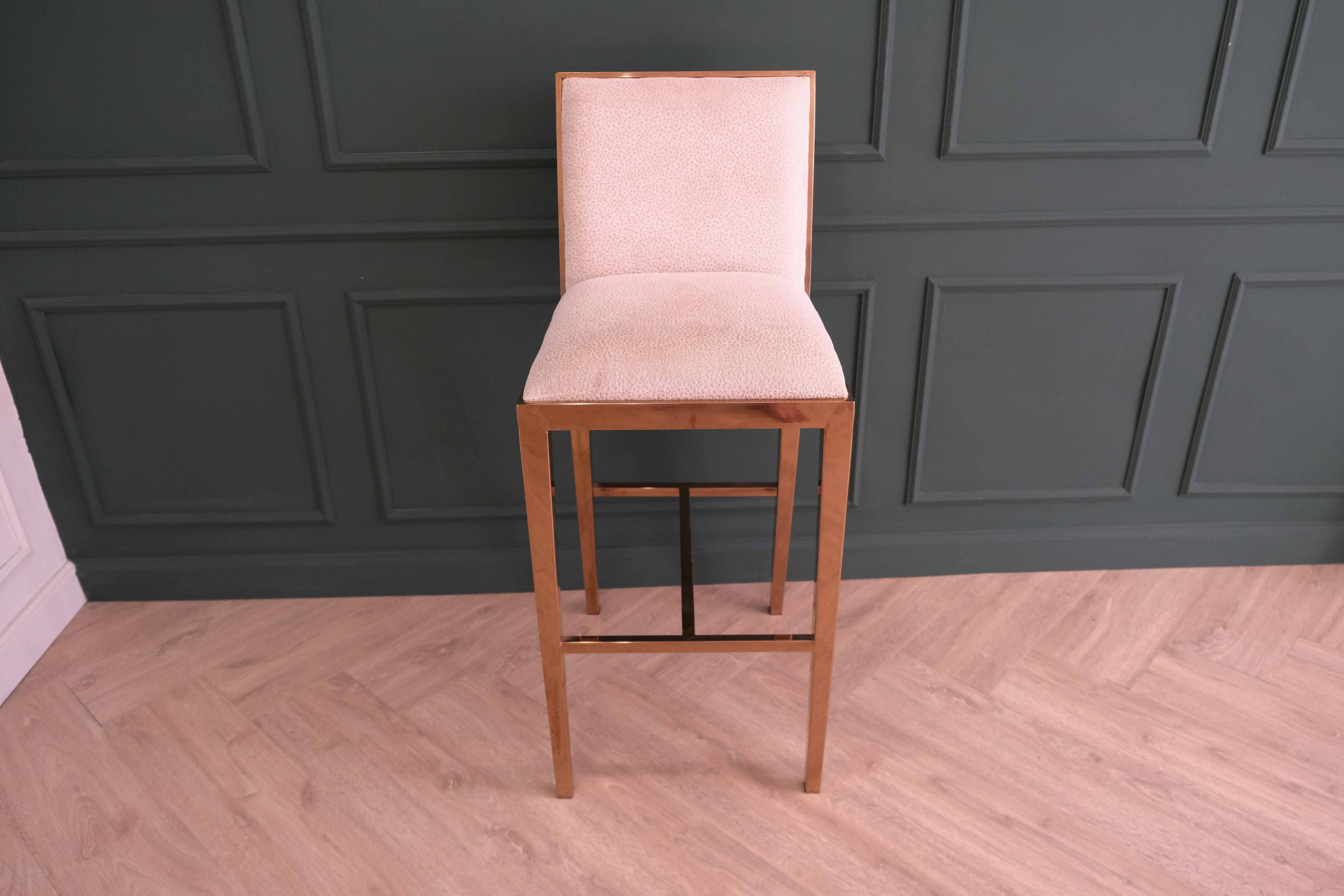 เก้าอี้บาร์ ขาสแตนเลส สี PinkGold เก้าอี้บาร์ Modern Luxury Style (1)