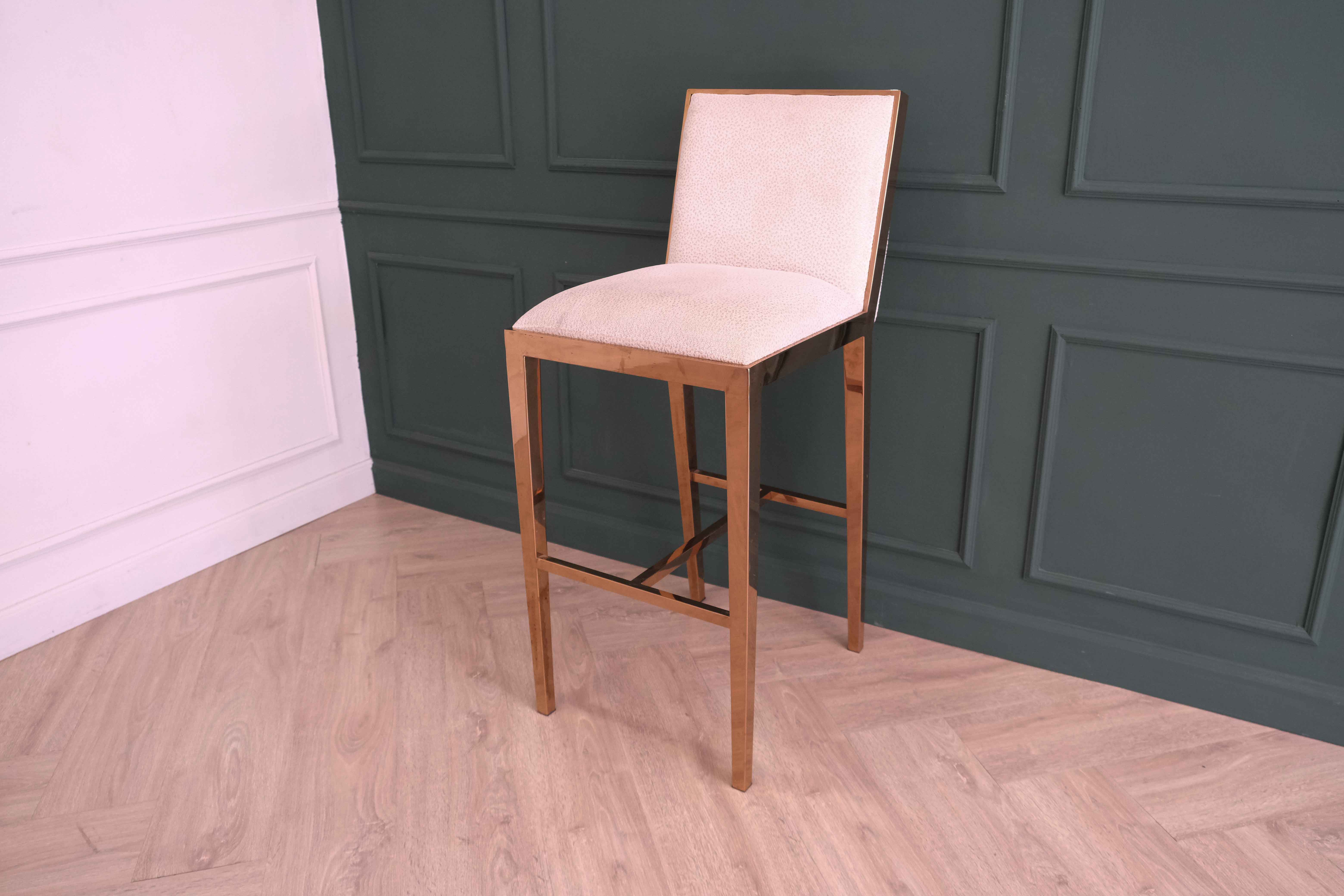 เก้าอี้บาร์ ขาสแตนเลส สี PinkGold เก้าอี้บาร์ Modern Luxury Style (1)