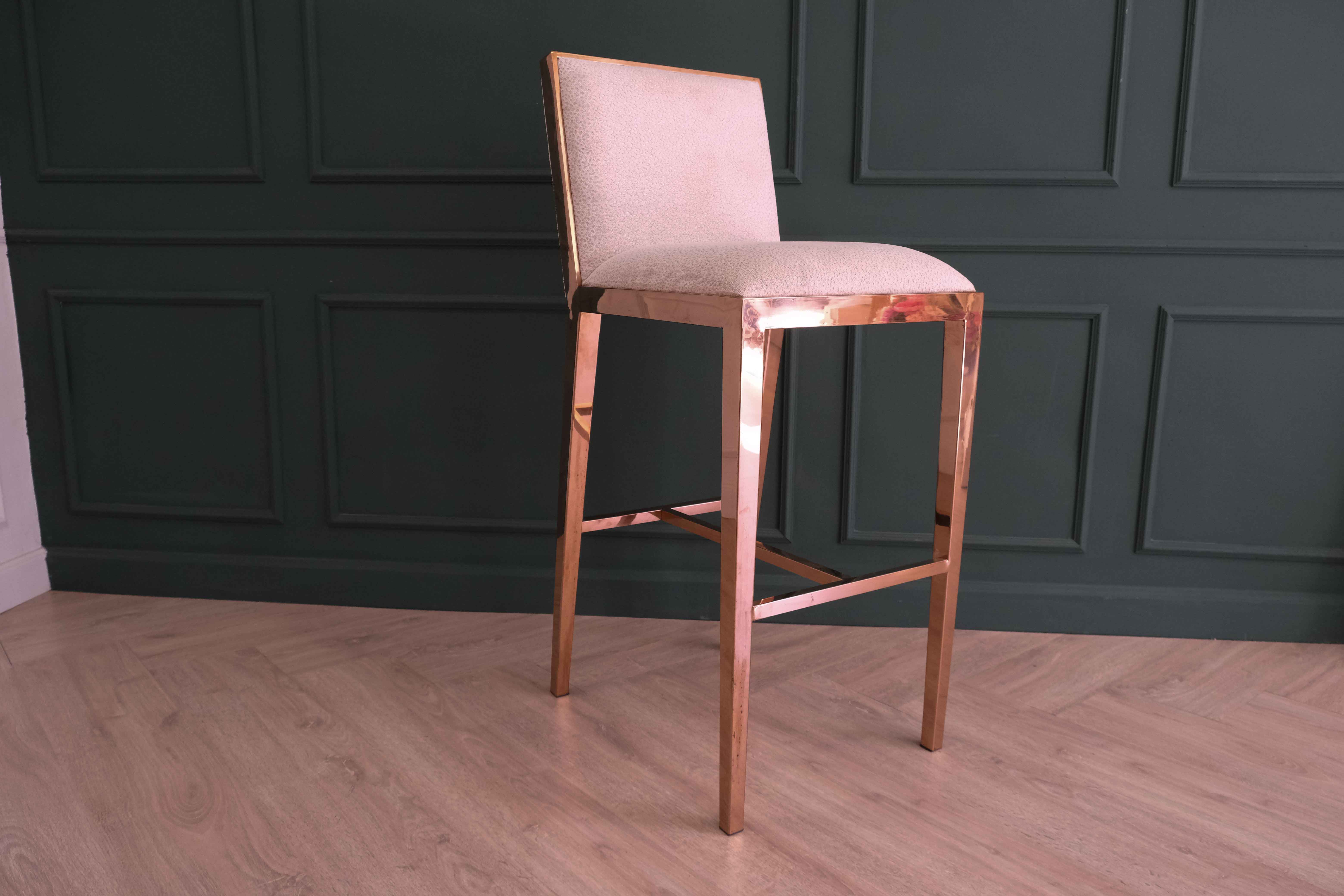 เก้าอี้บาร์ ขาสแตนเลส สี PinkGold เก้าอี้บาร์ Modern Luxury Style (1)