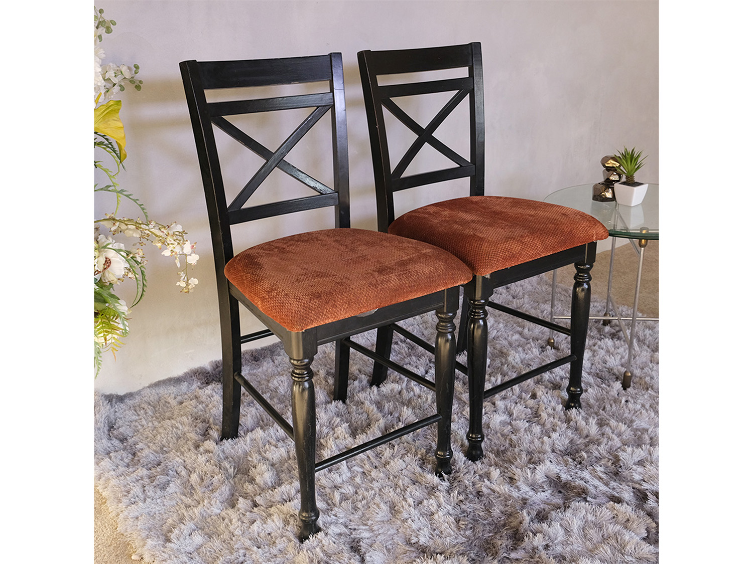 เก้าอี้ไม้ เบาะผ้าสีน้ำตาล ดีไซน์สวย (1)