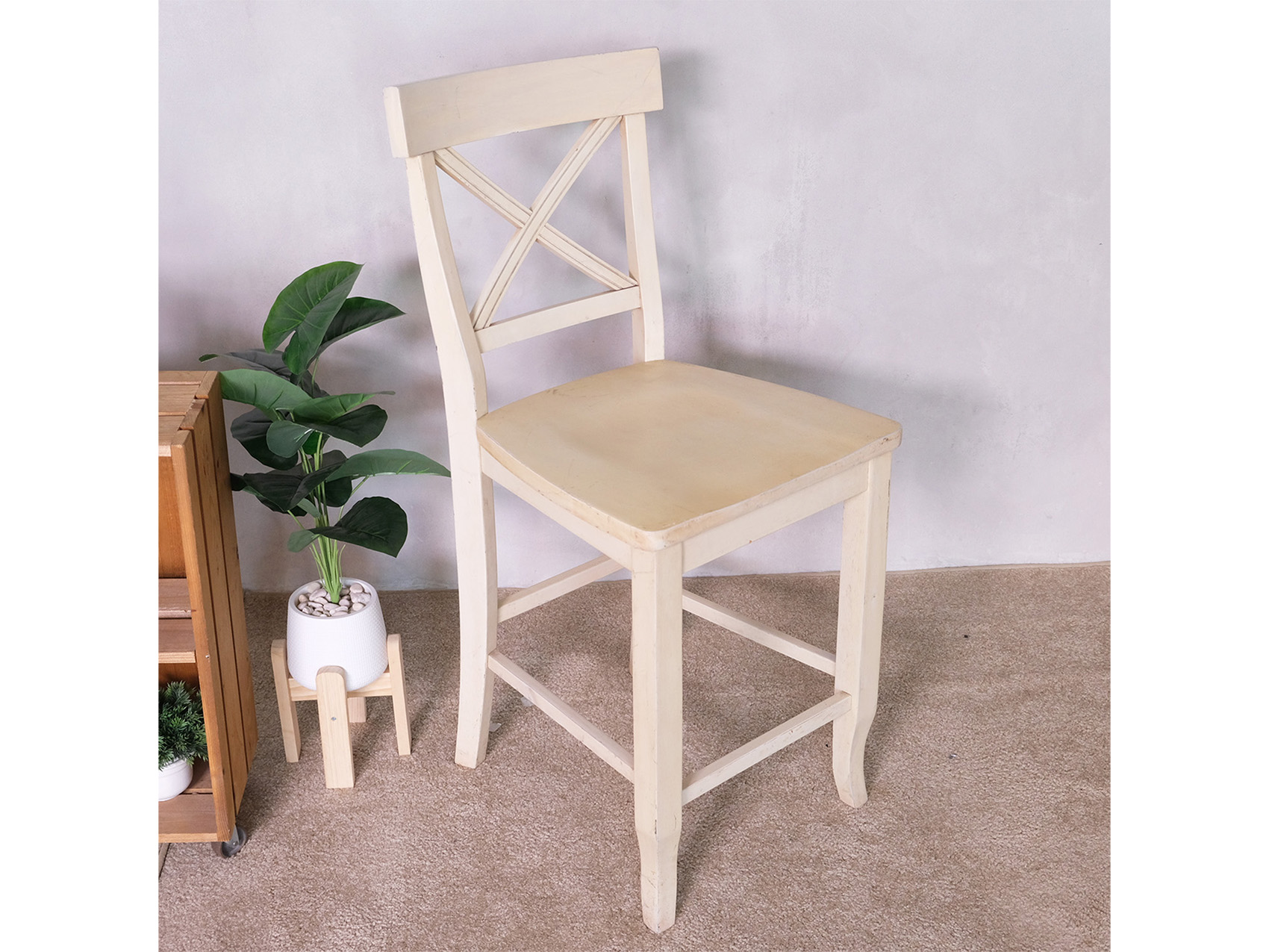 เก้าอี้ไม้ เก้าอี้บาร์ สีขาว ดีไซน์สวย (1)