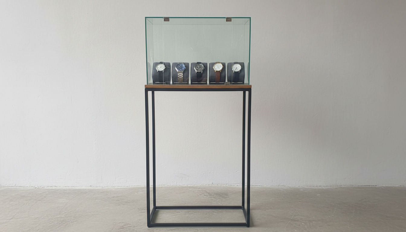 ตู้โชว์กระจก ขาเหล็ก สีดำ กว้าง 80 cm (1)