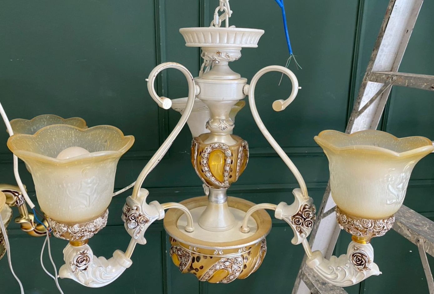 Vintage style white glass chandelier