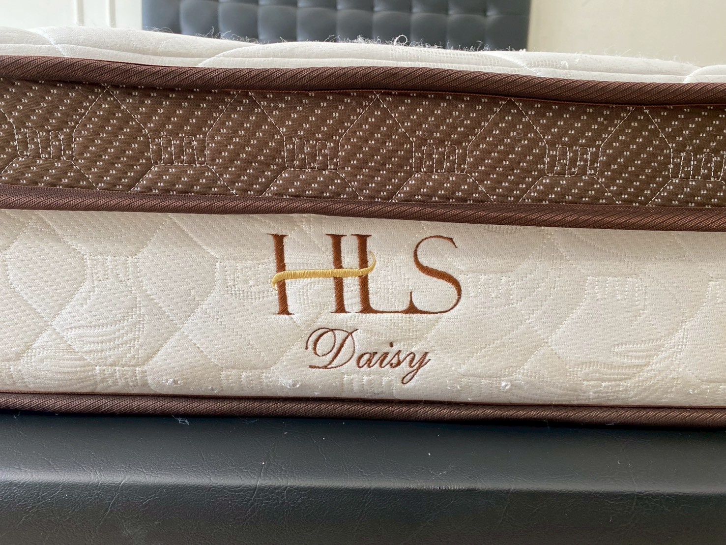 เตียง 5 ฟุต เบาะหนัง ดึงกระดุม สีดำ ที่นอน 5 ฟุต ยี่ห้อ HLS รุ่น DAISY หนา 9 นิ้ว (1)