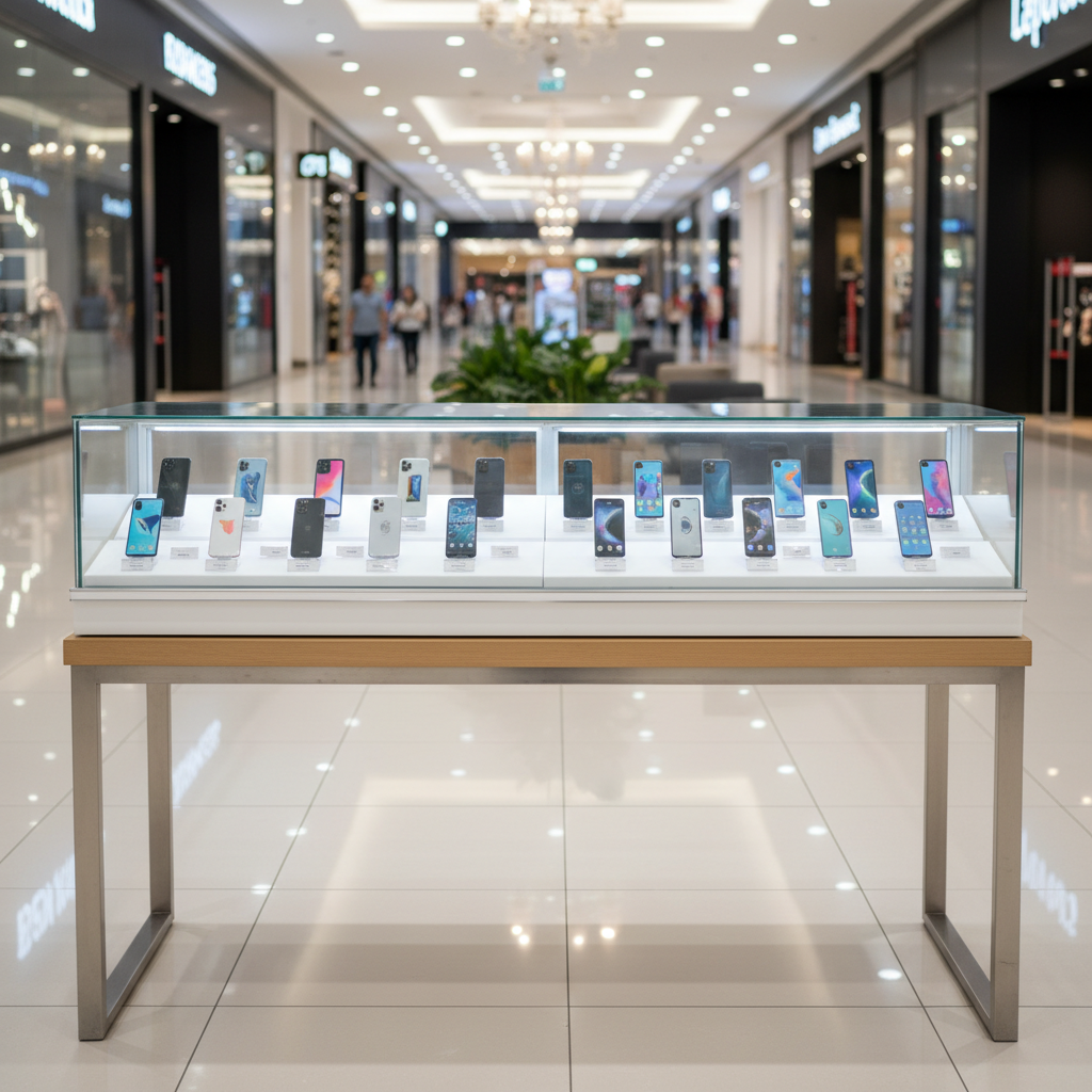 Jewelry cabinet, glass display cabinet, phone display cabinet, sliding glass door, gray