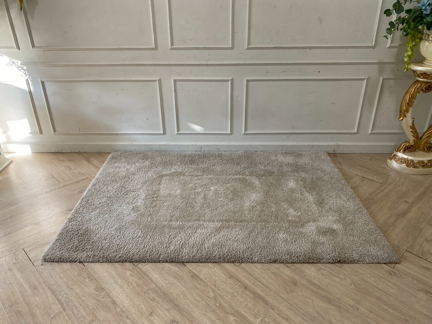 Grey shag rug