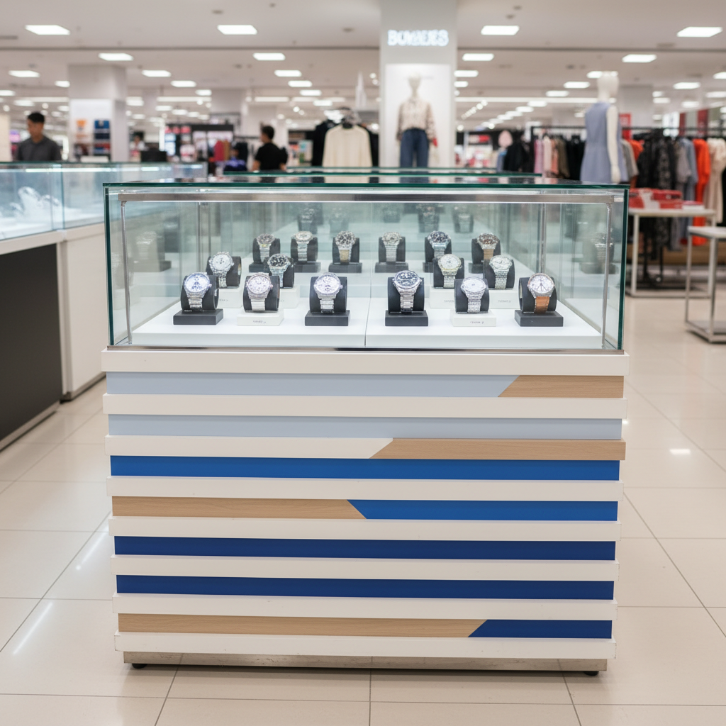 Jewelry cabinet, glass product display cabinet with drawers  Trapezoidal shape (right diagonal)