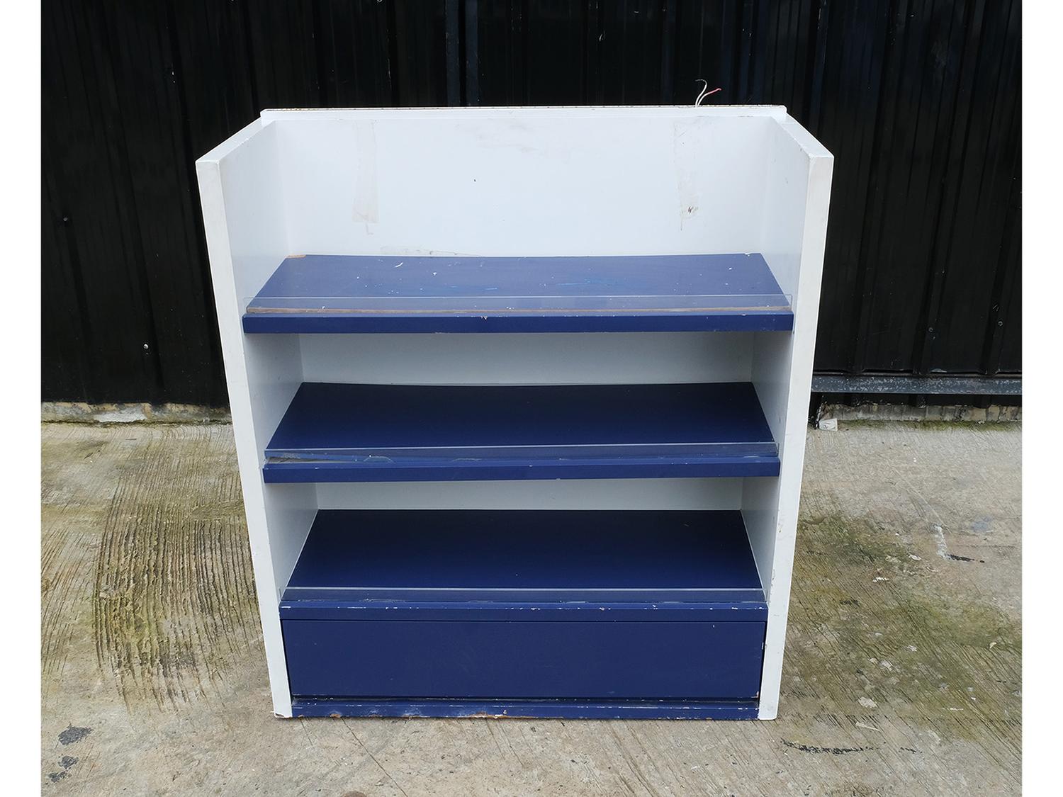 ชั้นไม้วางสินค้า 3 ชั้น ชั้นไม้อเนกประสงค์  ขาว-น้ำเงิน (1)