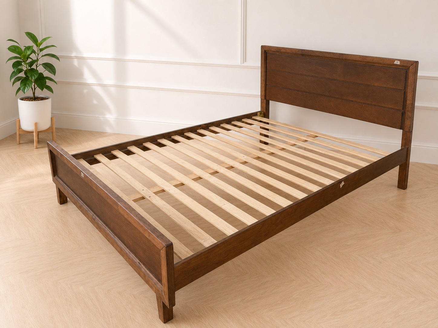 CHIC REPUBLIC Solid Wood Bed Frame – 5 ft, Brown