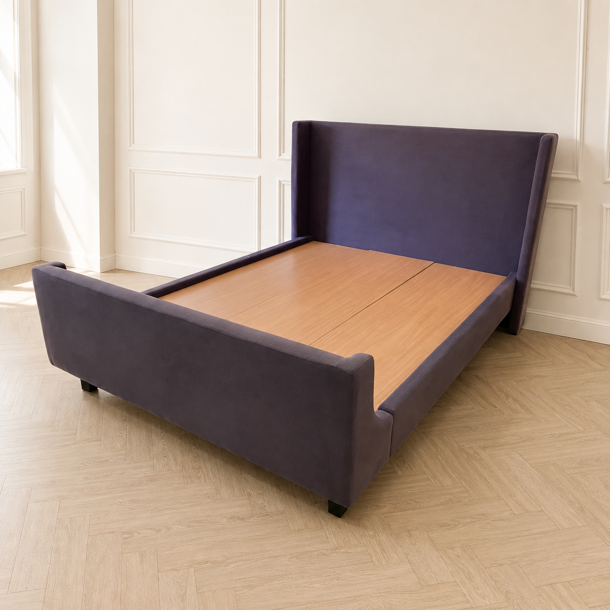 5-foot bed, S.B. FURNITURE brand, dark gray color.
