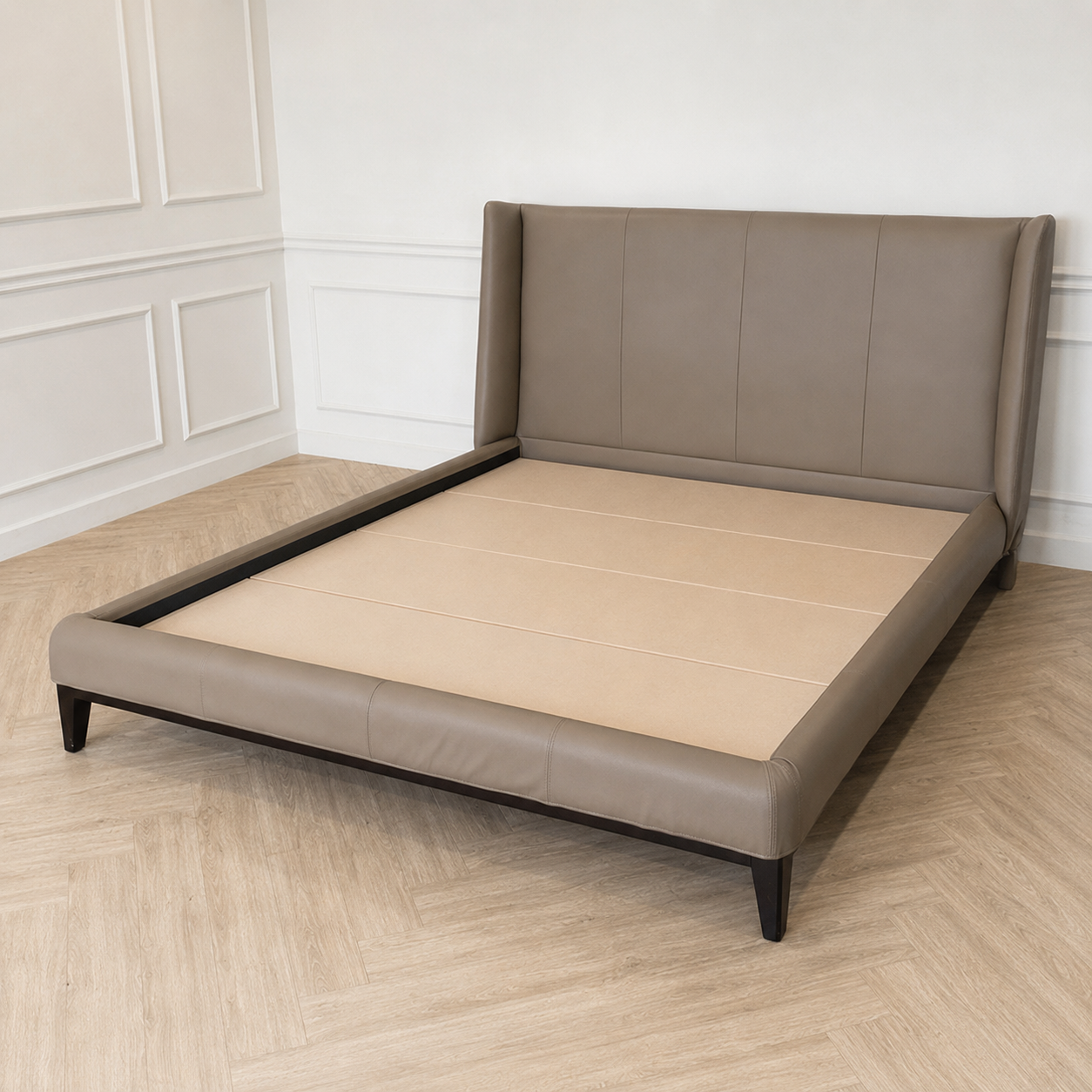 เตียง 6 ฟุต SB Furniture หัวเตียงบุนวมทรงปีก สีเทาน้ำตาล สไตล์โมเดิร์น (1)