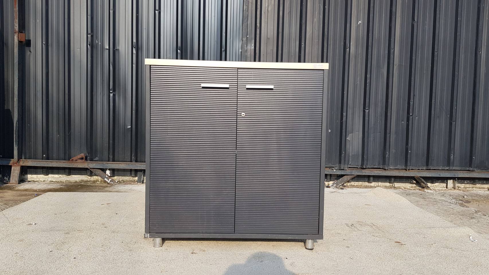 双门中密度纤维板文件柜，灰色和棕色，PERFECT品牌