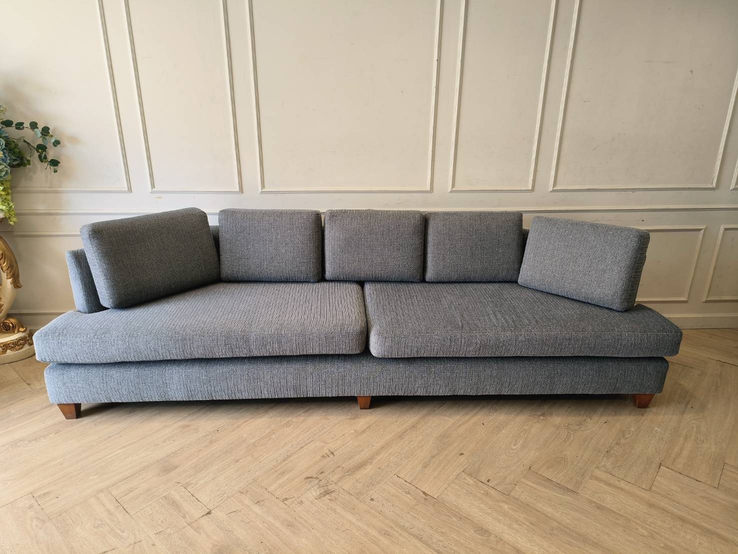 Modern Gray 4-Seater Fabric Sofa with Full Surround Back Cushions