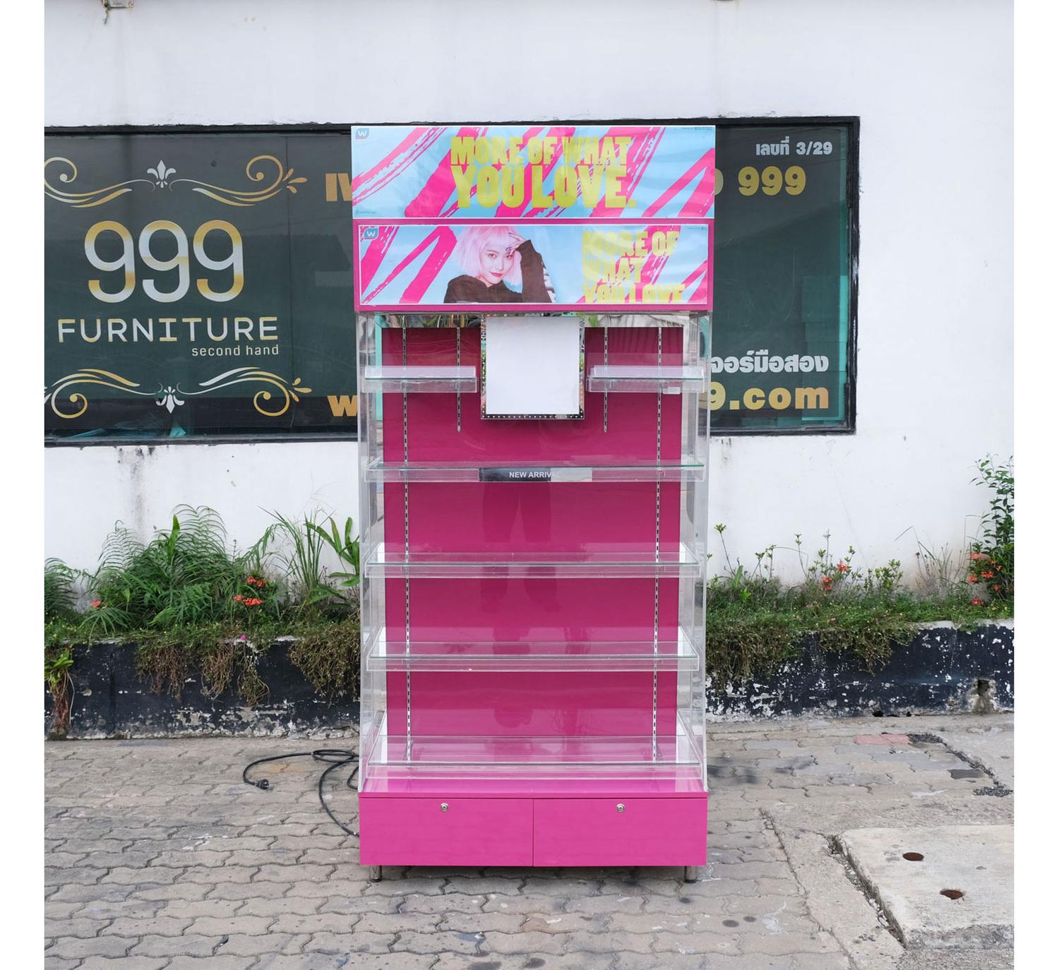 5-tiered product shelf, 2 drawers (pink), mini-mart shelf, Supermarket Shelf