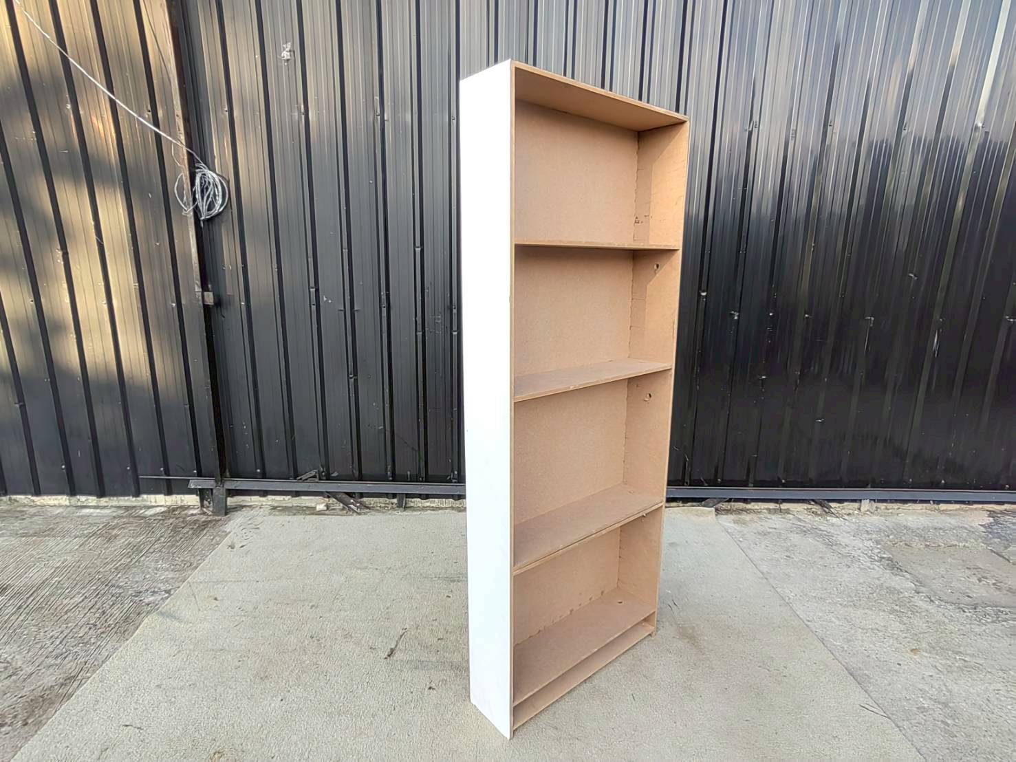 White wooden shelving unit