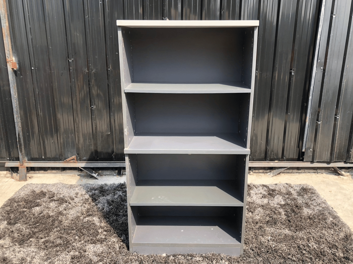 ชั้นวางเอกสาร 4 ชั้นวาง โครงไม้ สีเทา (1)