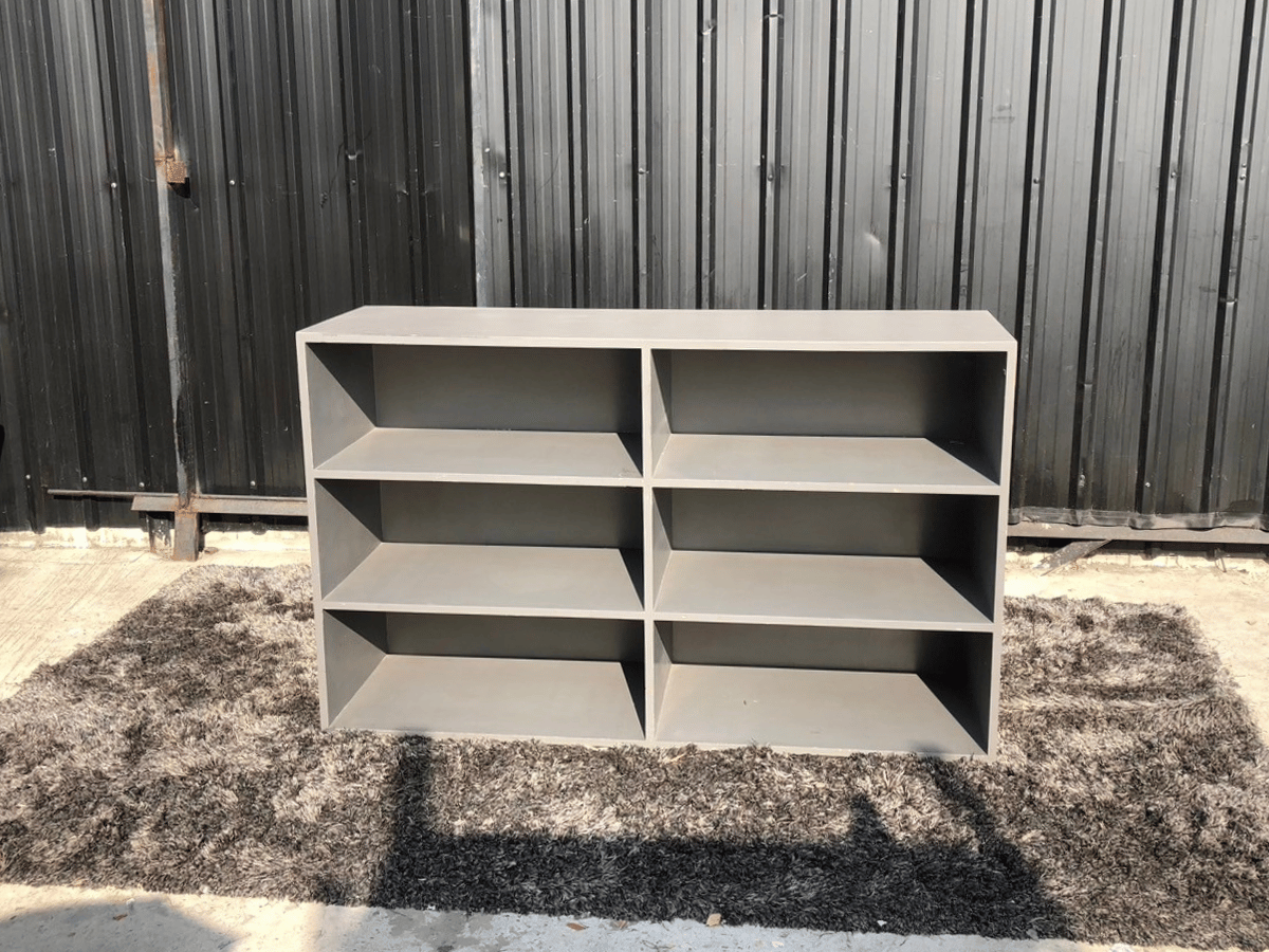 ชั้นวางเอกสาร 6 ชั้นวาง โครงไม้ สีเทา (1)