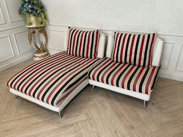 โซฟา 2 ที่นั่ง เบาะผ้าลายทาง ยี่ห้อ KONCEPT (1)