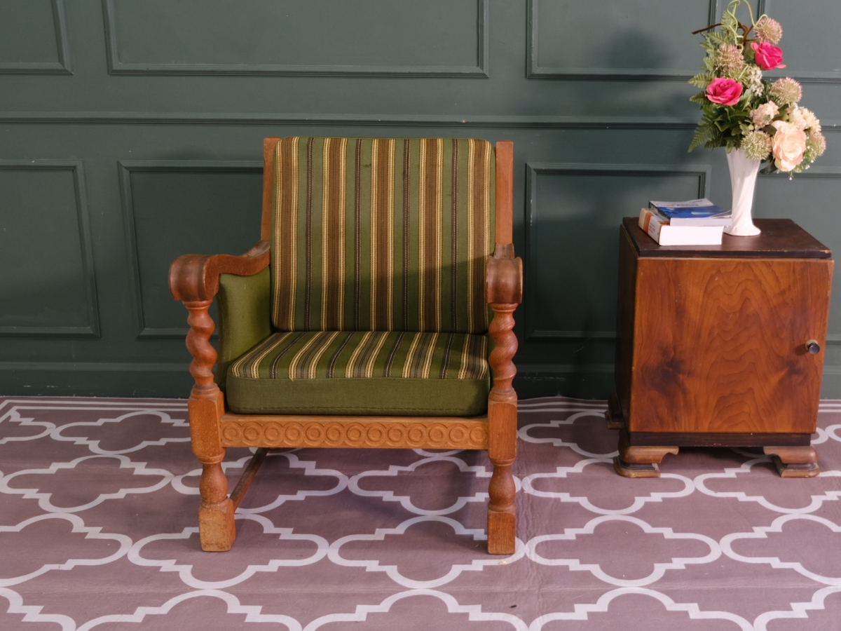 เก้าอี้เลานจ์ เบาะผ้าสีเขียว งานยุโรปมาจากเยอรมนี(2)