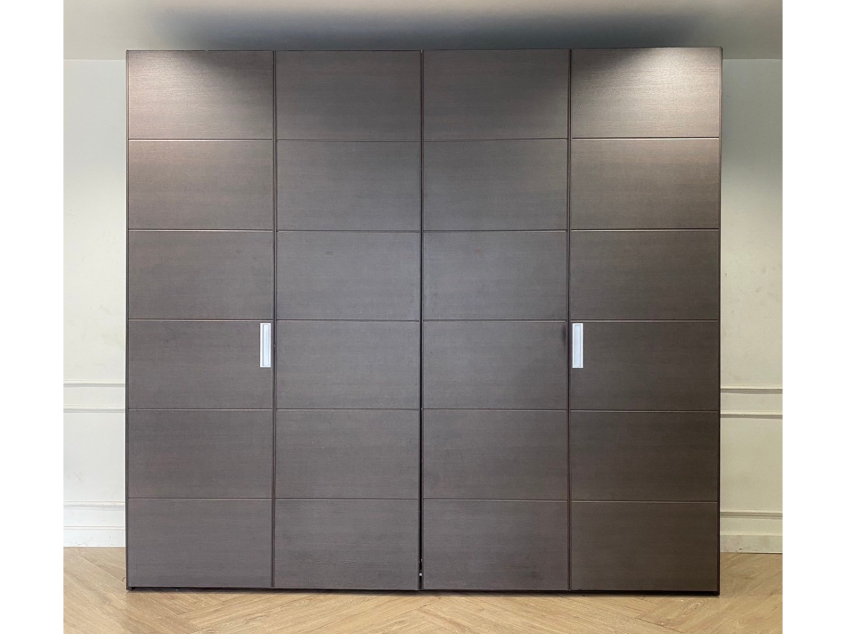 ตู้เสื้อผ้า หน้าบานเฟี้ยม Folding Door เปิดได้จนสุดบาน โครงไม้ สีน้ำตาล ยี่ห้อ SB Furniture(1)