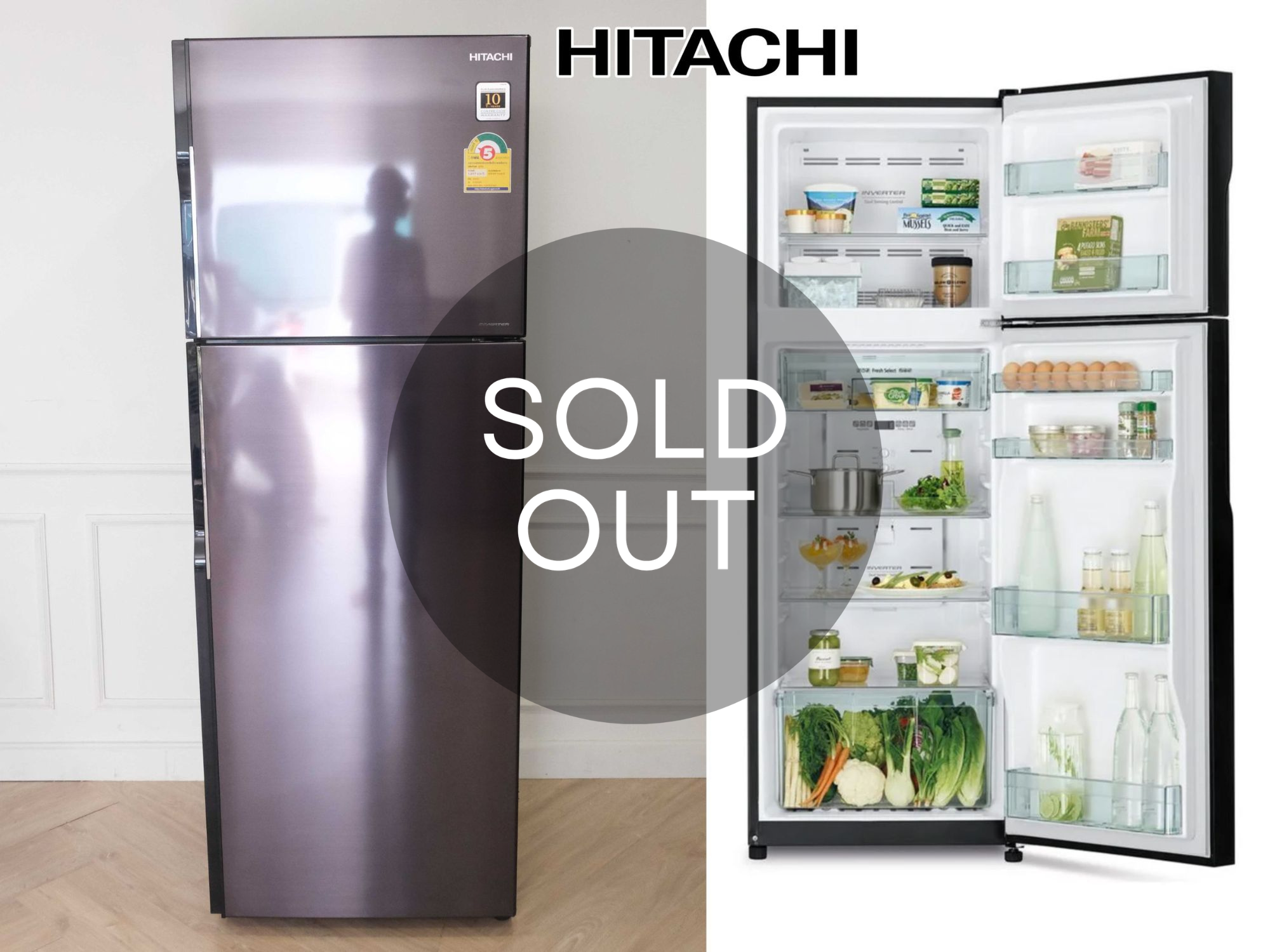 ตู้เย็น2ประตู HITACHI รุ่น R-H300 PD ขนาด 10.5 คิว (หมด)