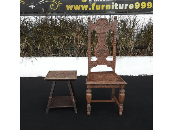 高背橡木椅+橡木边桌欧洲进口_HDGUZGBQ2R