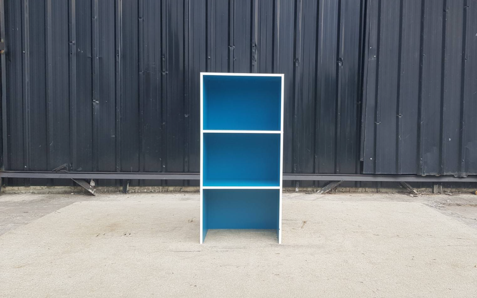 ชั้นวางเอกสารไม้  3 ช่องวาง สีฟ้า (1)