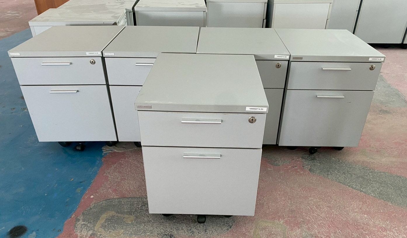 Rockworth Mobile Filing Cabinet, 2 Drawers, Grey