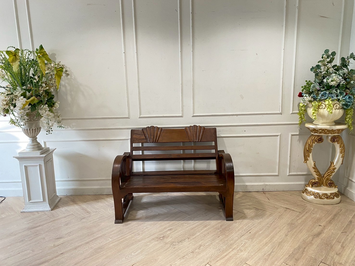 เก้าอี้อาร์มเเชร์ไม้ 2 ที่นั่ง พนักพิงหลังพับได้  (1)