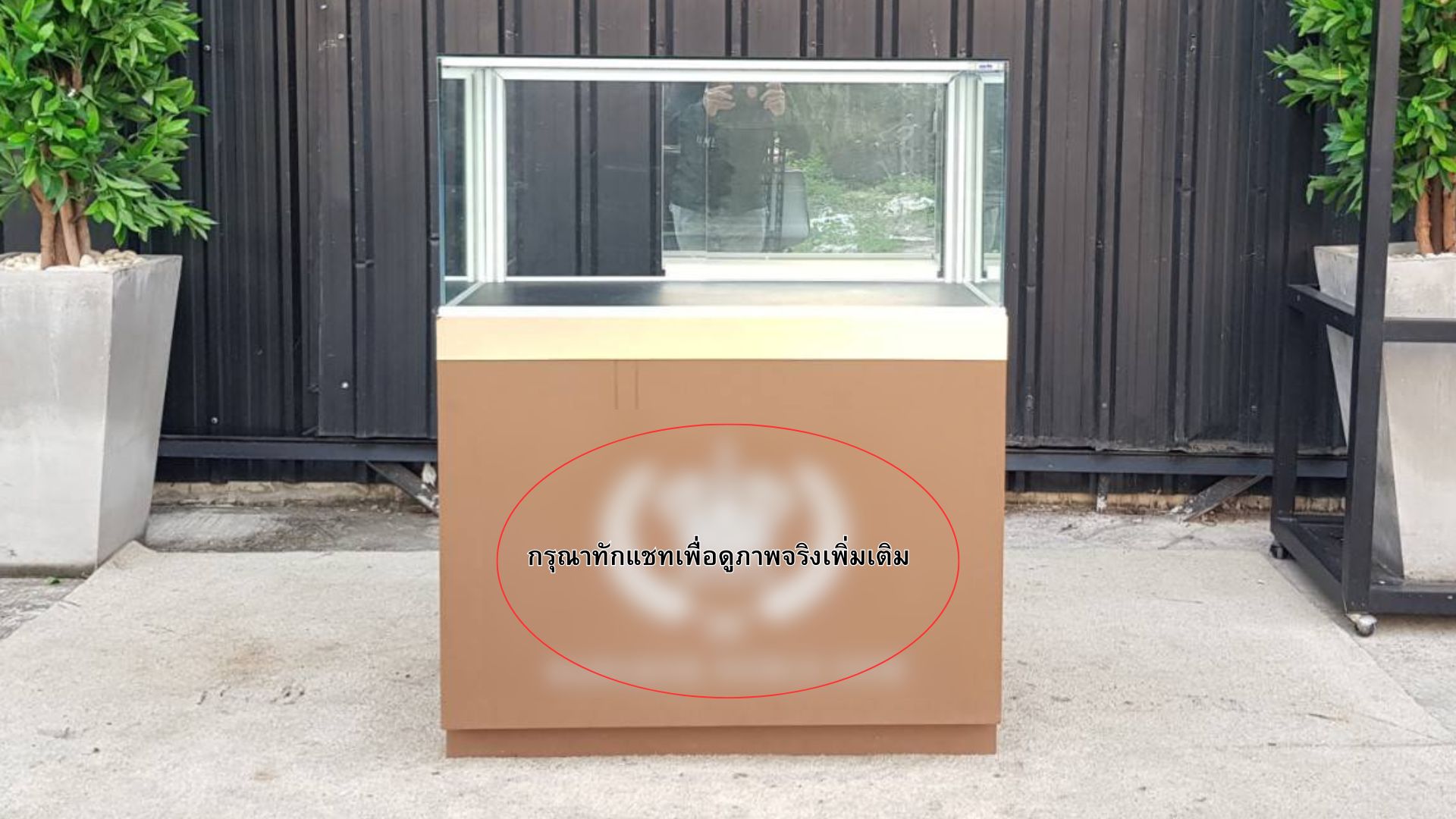 ตู้จิวเวลรี่ ตู้กระจกโชว์สินค้า 1 บานเปิด 1 บานเลื่อน 2 ลิ้นชัก สีน้ำตาล (1)