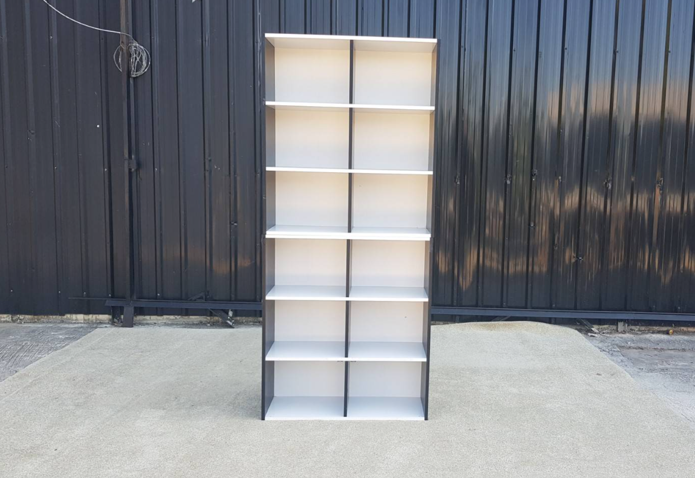 ชั้นวางของไม้ 6 ชั้นวาง สีขาวดำ  (1)