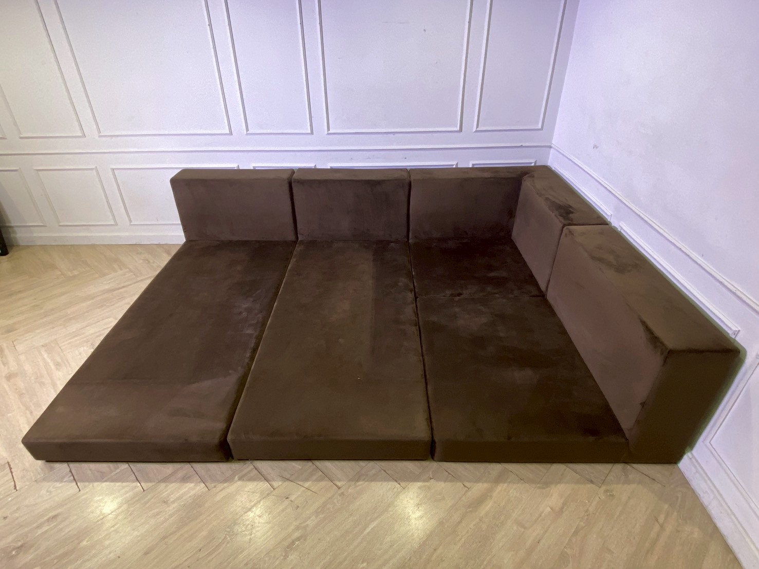 Family Bed, Dark Brown Velvet