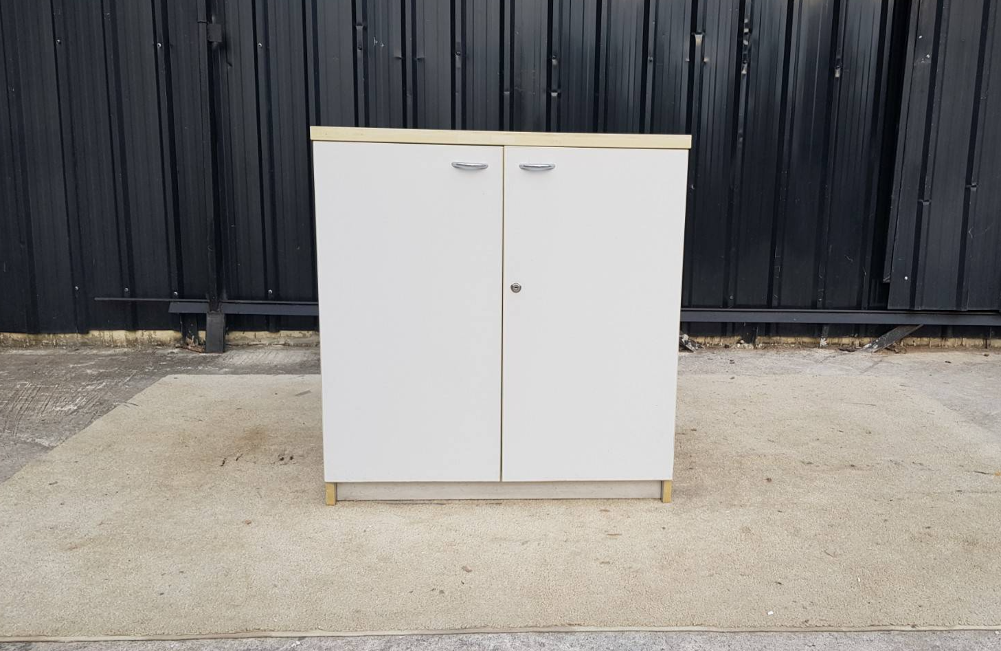 Two-door filing cabinet, wooden frame, white