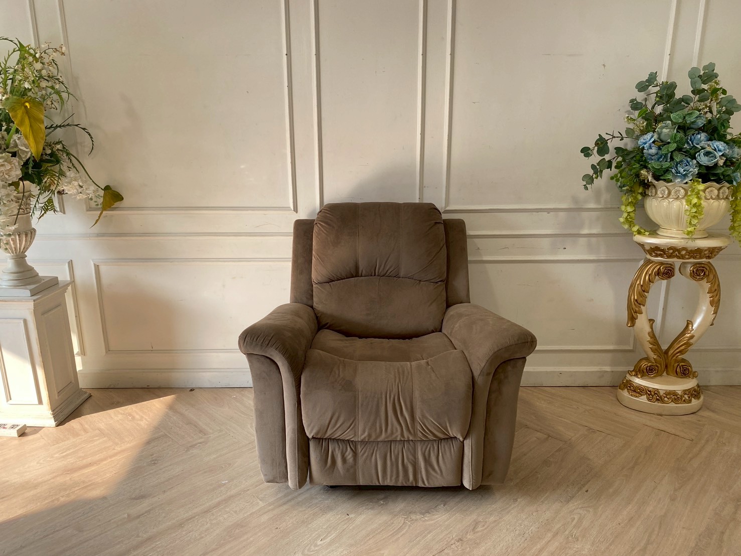 เก้าอี้พักผ่อน 1 ที่นั่ง เก้าอี้ปรับเอนนอน โซฟาพักผ่อน เบาะผ้า สีเทา   (1)_WGDBRFGY2E