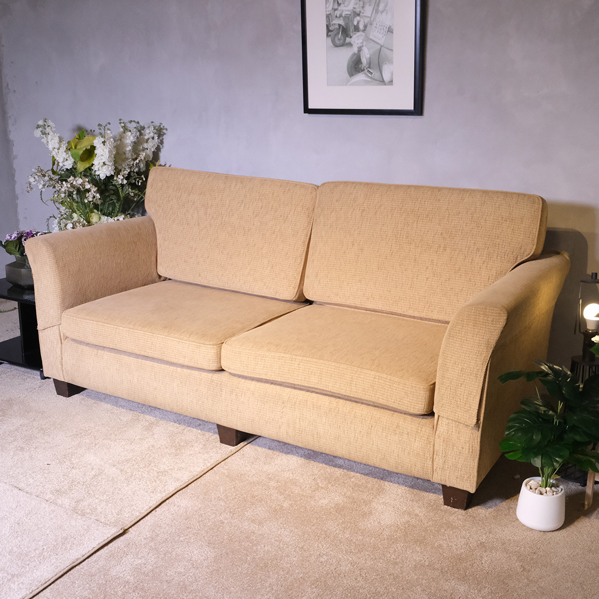 Large 3-seat sofa, fabric cushions