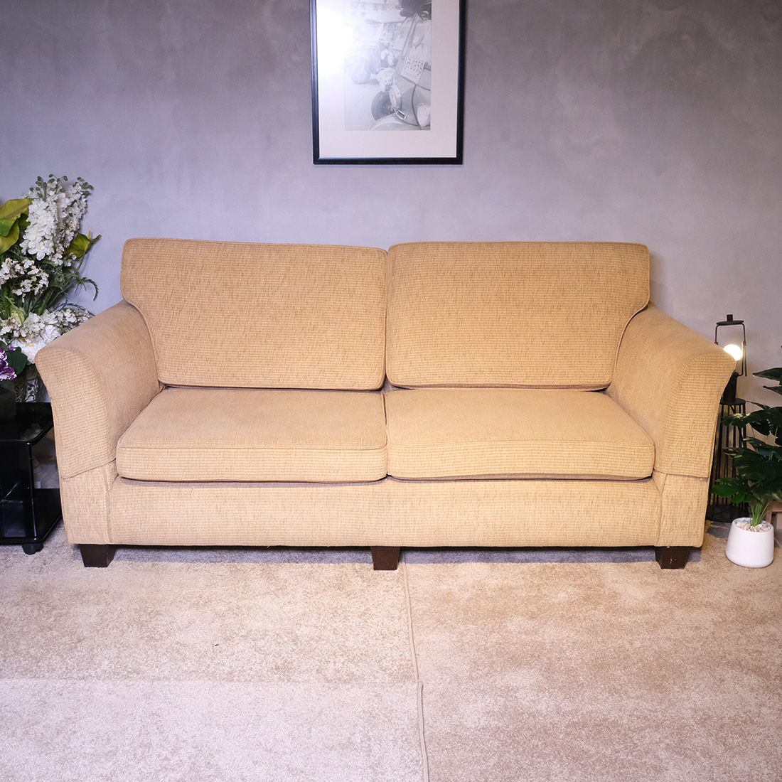 Large 3-seat sofa, fabric cushions