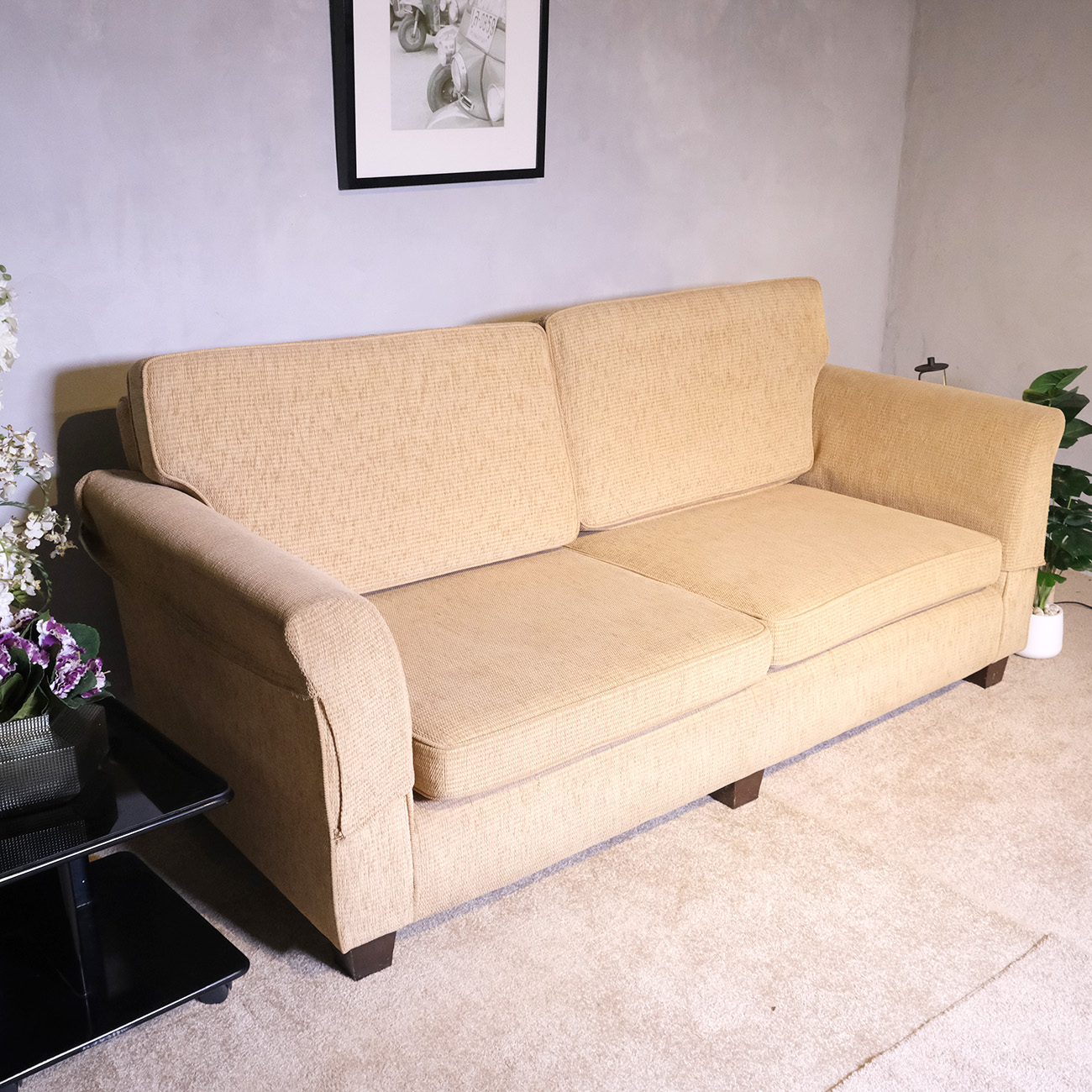 Large 3-seat sofa, fabric cushions