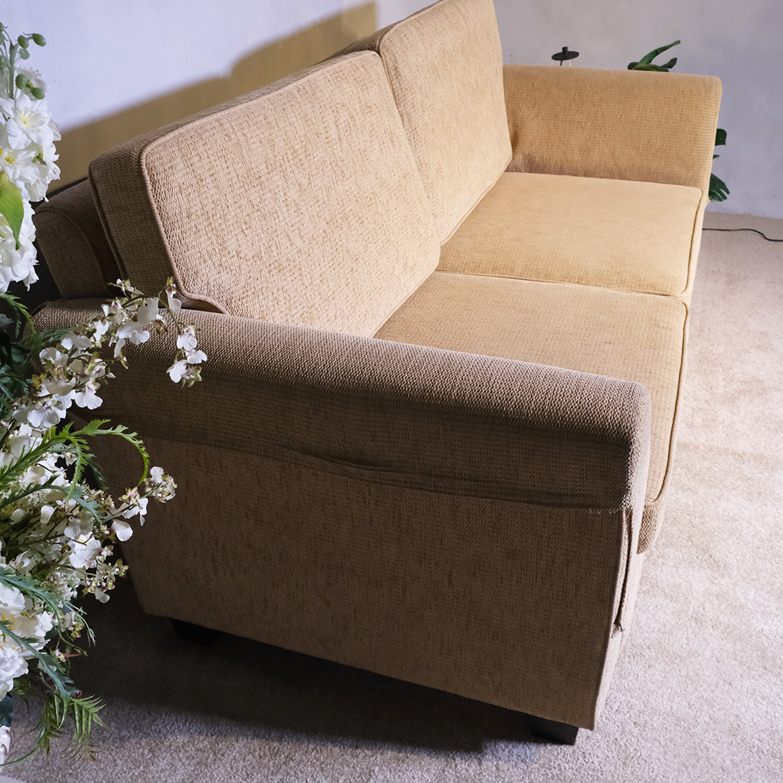Large 3-seat sofa, fabric cushions