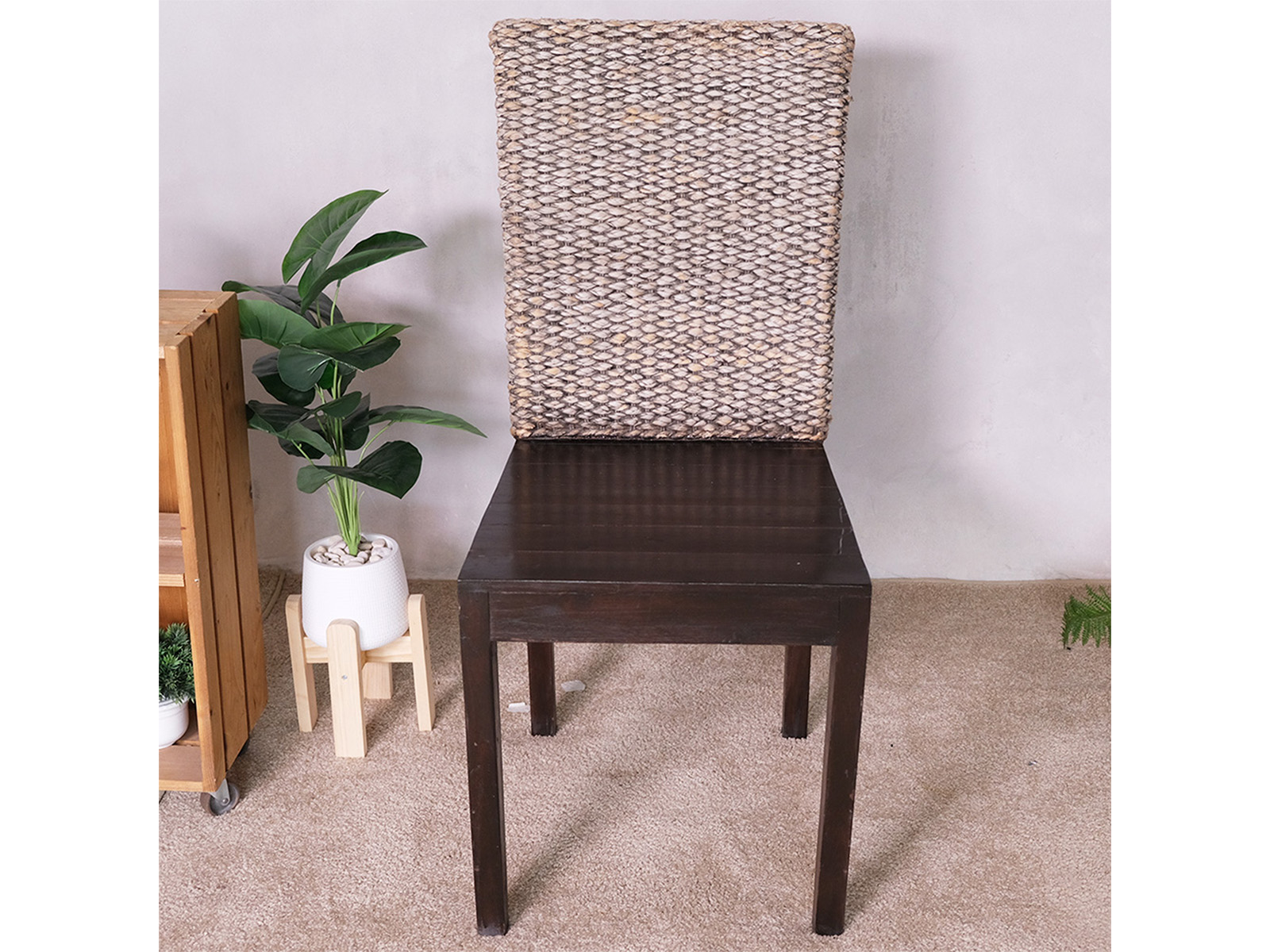 เก้าอี้ไม้ทั้งตัว โครงสวย พนักพิงเชือกถักสวยเก๋ (1)