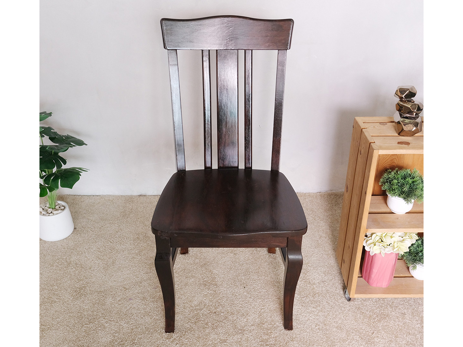 เก้าอี้ไม้ทั้งตัว โครงสวย สีน้ำตาลเข้ม (1)