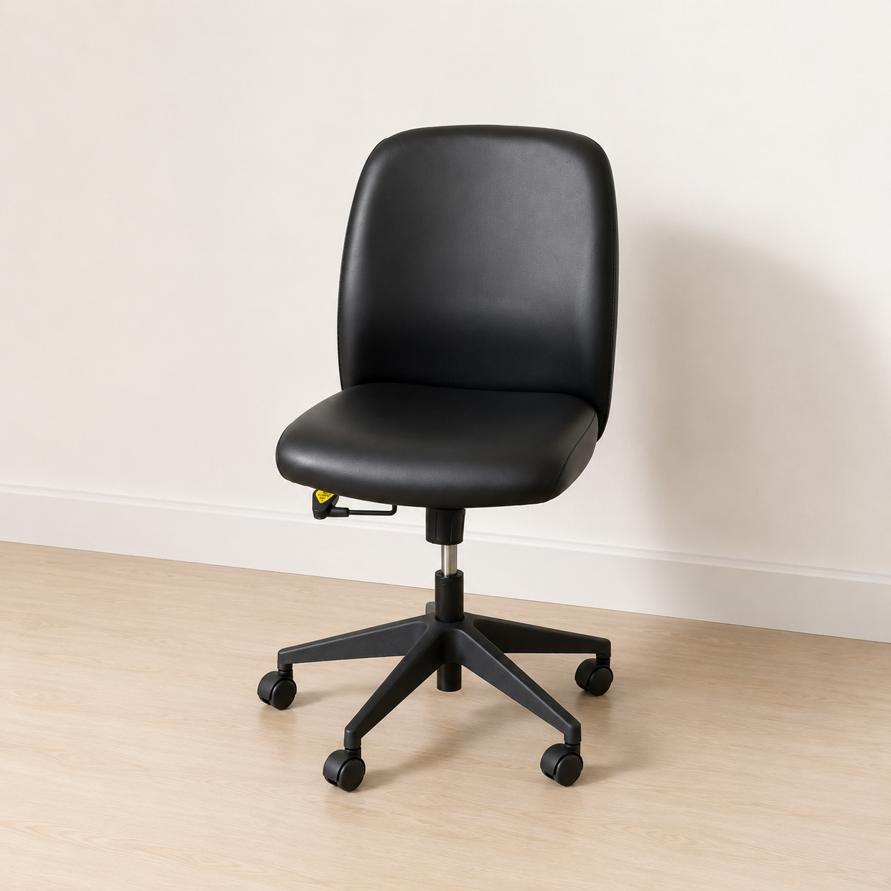 office chair Chair with thick leather cushion all over, no arms._L2KMJQ763I