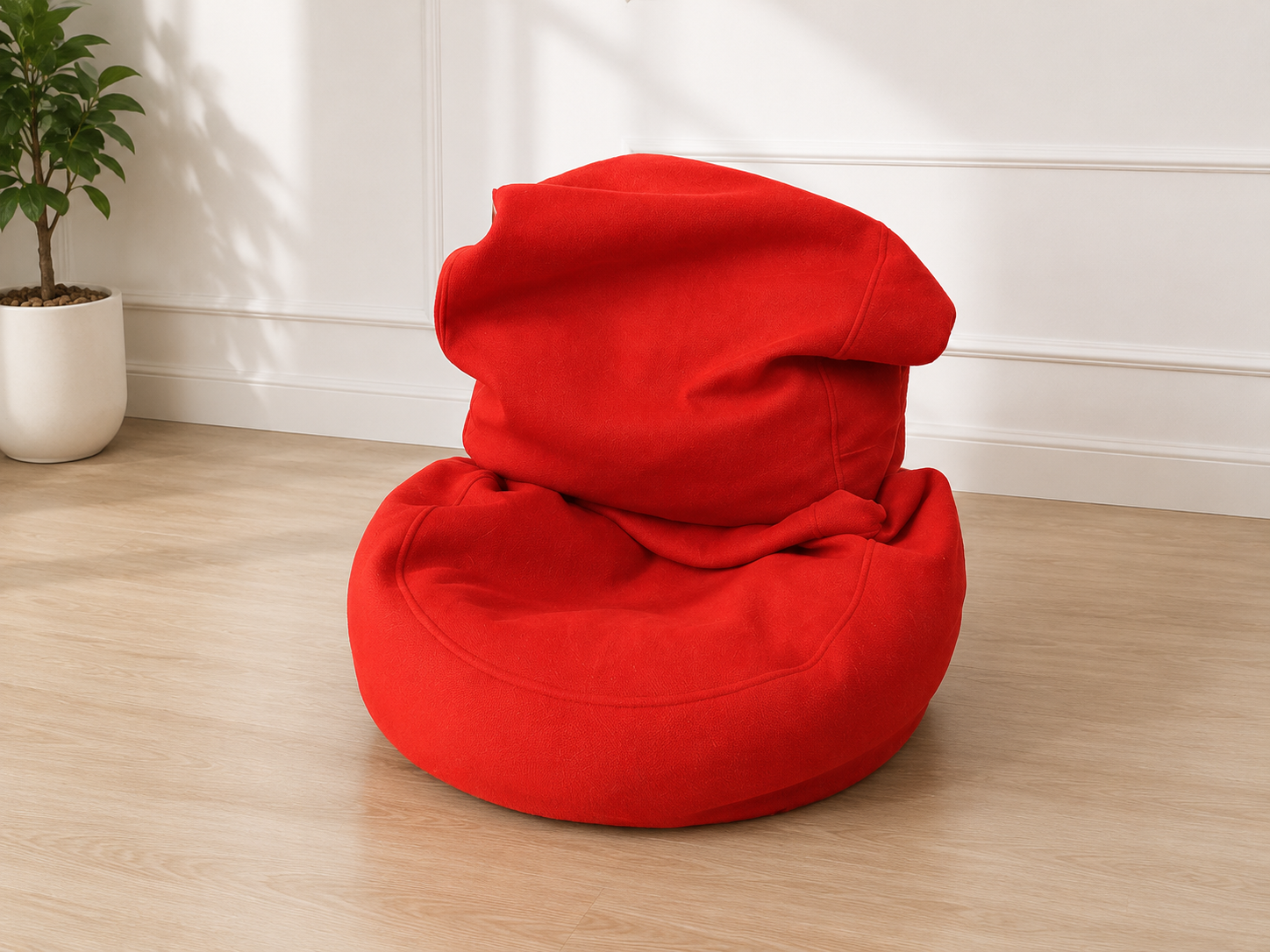 Fabric bean bag, foam seat cushion, orange color_V32XI5E183