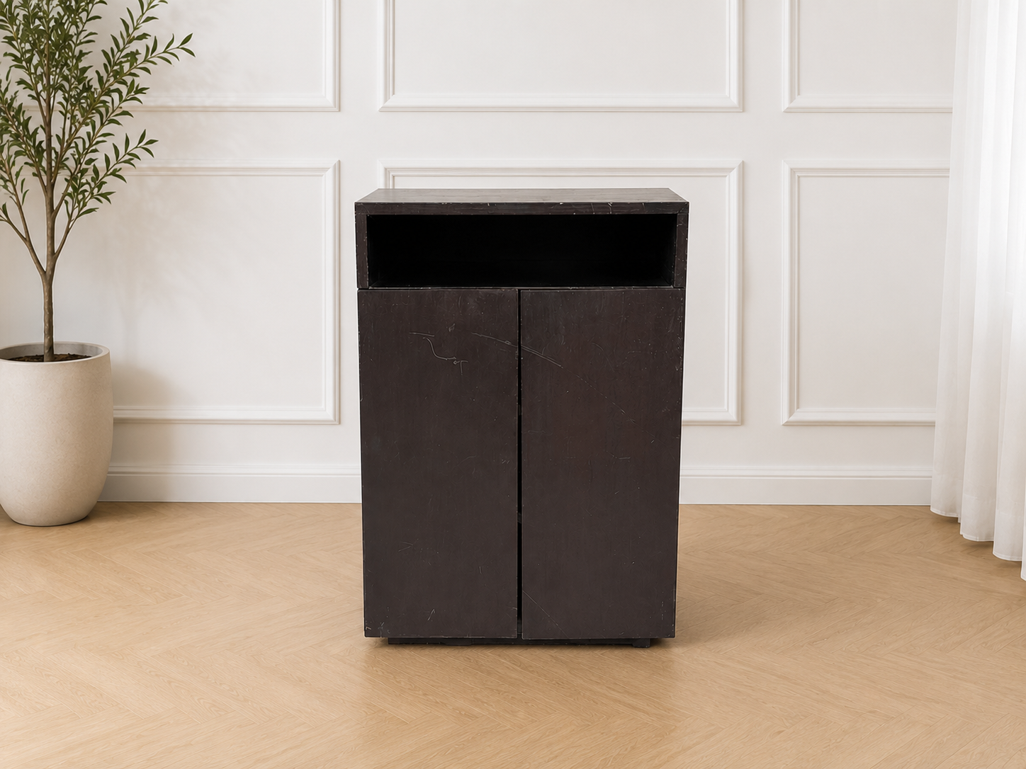2-door wooden cabinet, dark brown_4O376FFPRX