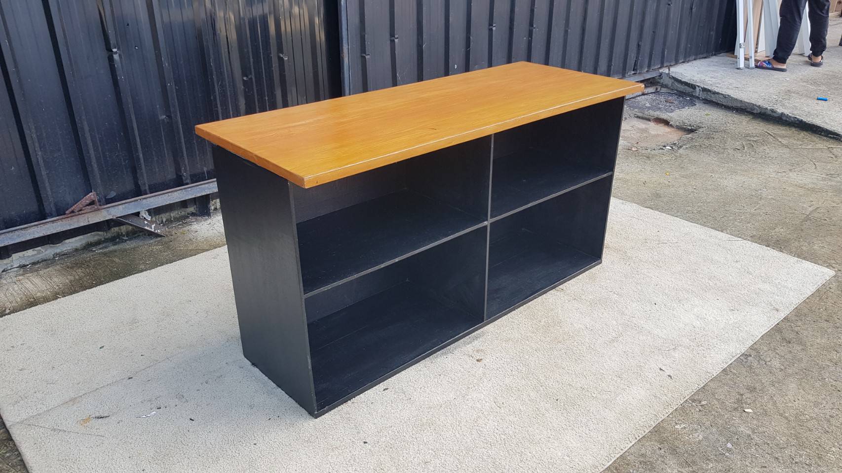 ชั้นวาง4ช่อง สีดำ ท็อปหน้าไม้ สีครีม ไม้อัด (1)